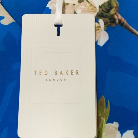 NWOT- Ted Baker Blue Floral Cold-Shoulder Dress Size 5 (10/12) - Picture 9 of 12